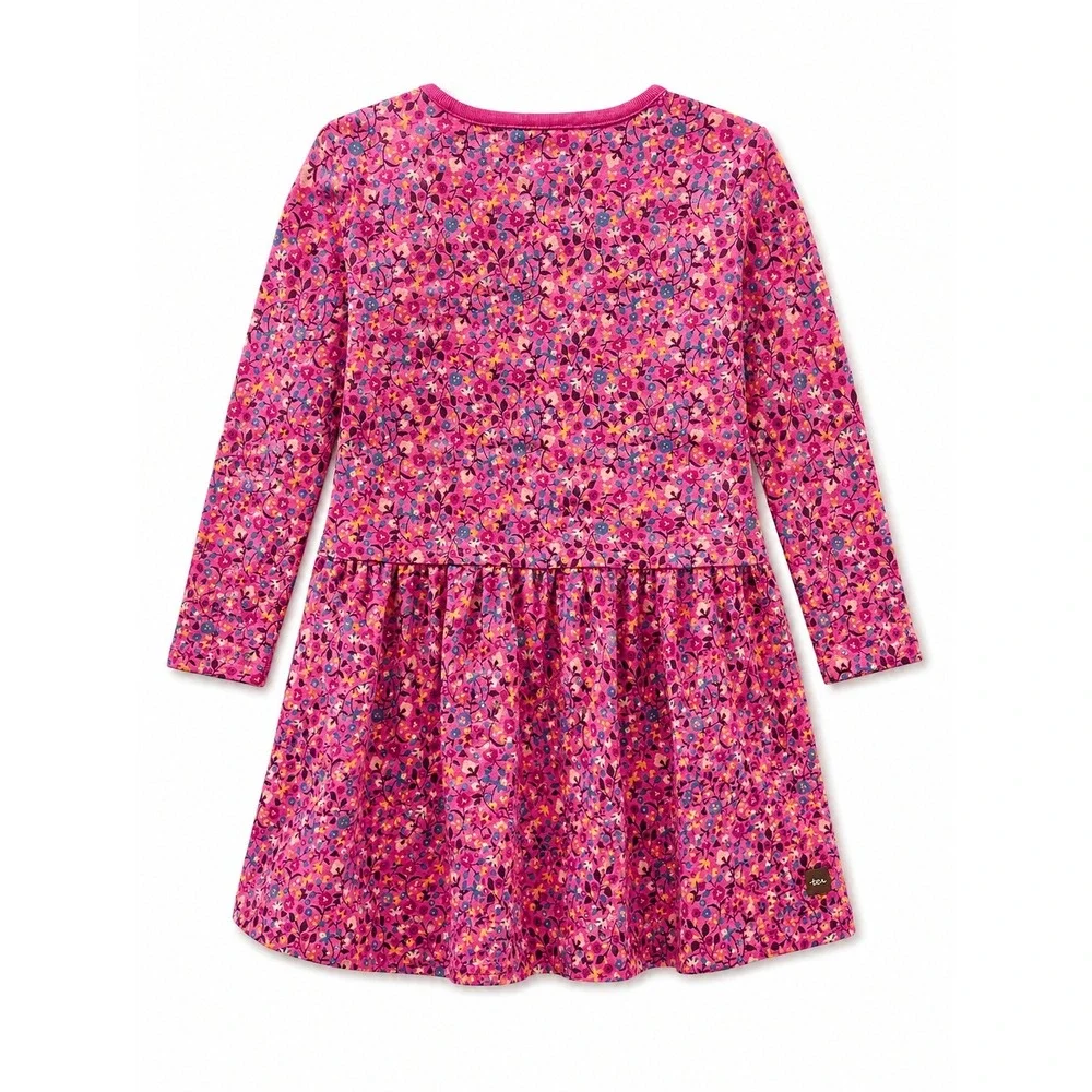 Tea Collection Girls Floral Dress Bundle 2pc Pink Blue Long Sleeve Size 4